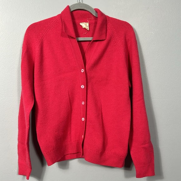 St Michael Shetland Wool Knit Skirt Sweater Set Pink size 12 vintage - Picture 4 of 14